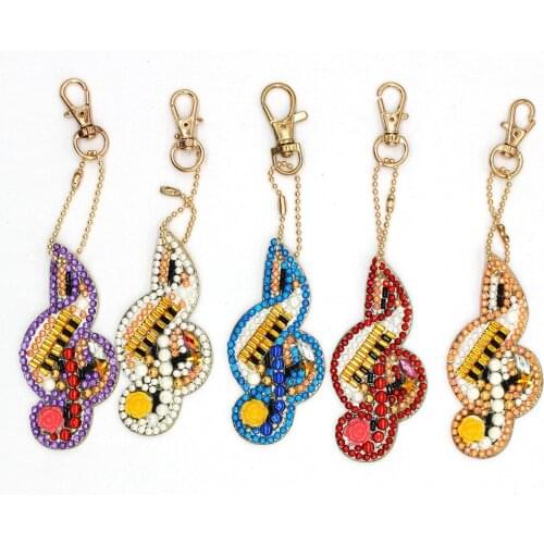 DIY Diamond Painting Keychain Lady Bag Pendant Cartoon Music symbol keychain Diamond Painting Christmas Tree Ornament Gift