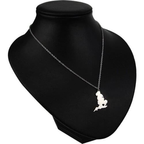 European And American Ornaments British Stainless Steel Map Pendant Necklace