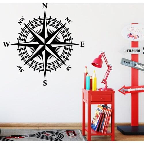 Hot Sale Compass Removable Pvc Wall Stickers For Kids Rooms Diy Home Decoration Wall Decal Mural