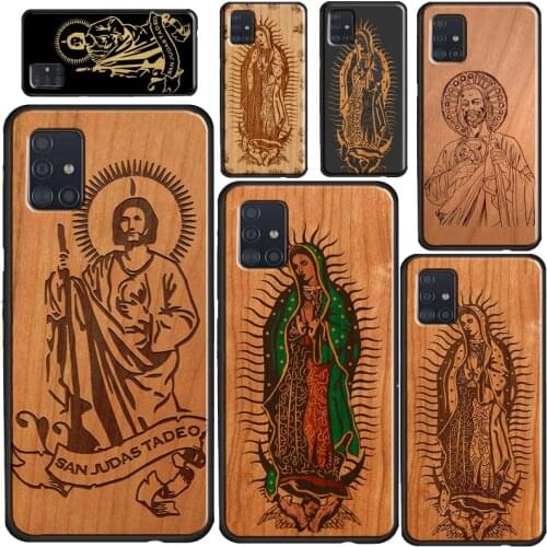 Guadalupe San Judas Wood Case For Samsung Galaxy A50 A70 A40 A10 A21S A20e A11 A31 A41 A51 A71 A12 A32 A42 A52 A72