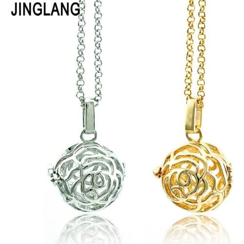 JINGLANG Fashion Angel Necklace Baby Ball 2 Color Flower Pendants Necklace For Women Jewelry