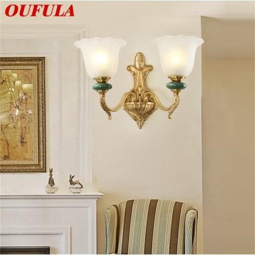 OUFULA Copper Sconce Wall Lamp Contemporary Luxury Design Ceramic Light Indoor For Bedroom Corridor Hotel
