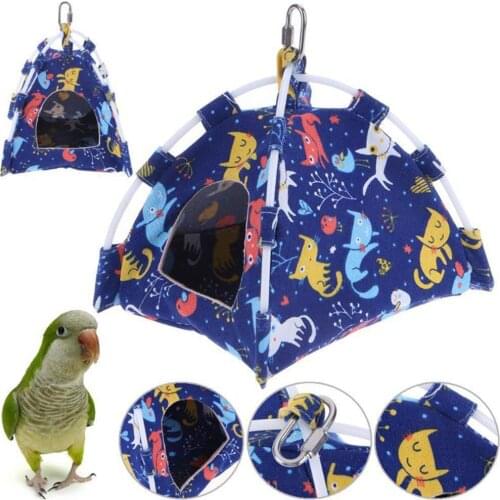 Cartoon Bird Parrot Tent Shape Cage House Warm Hammock Cage Soft Hut Tent Bed Hanging Cave Nest Bed Soft Pad Pet Supplies