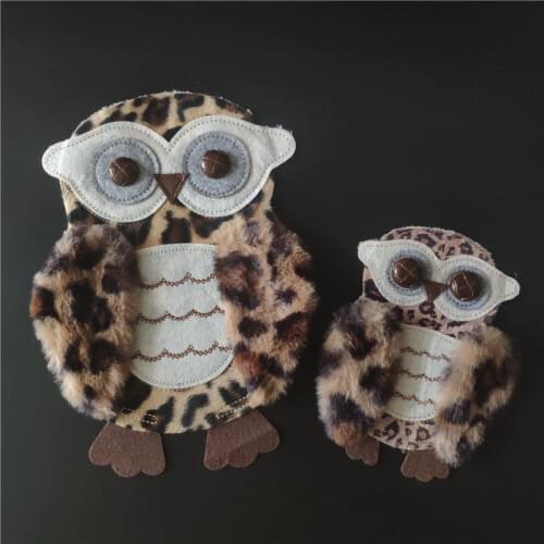 Patches Plush Owl Leopard Print 25CM Clothing Accessories Stickers for Clothes Patch Sewing Bulk Free Shipping TO GET COUPONS