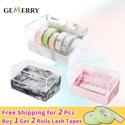6 Rolls Transparent Adhesive Tape Cutter Organizer for Eyelash Extension Glue Portable Tape Holder Storage Box Makeup Tools