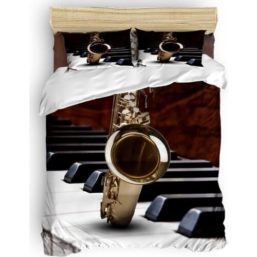 Musical Instrument Modern Saxophone Quilt Cover Bedding St. Valentines Day Quilted Duvet Set Machine Washable Polyester Fabric