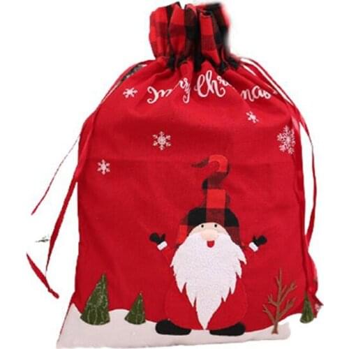 Christmas Supplies Large Printed Letters Forester Gift Bag Drawstring Gift Packaging Bag Children Candy Bag