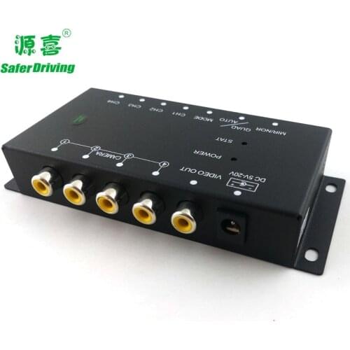 Saferdriving Car display four screen splitter 12V car camera multi-video splitter control box