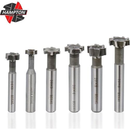 Hampton T Slot Milling Cutter 10 12 14 16 20 25 30 32mm High Speed Steel Router Bit For Hardness Metal Endmills Tool