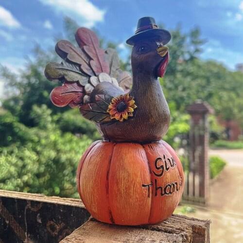 Hot Turkey with Pumpkin Resin Ornaments Innovative Thanksgiving Day Decor for Dining Table Indoor Outdoor Figurines Ornaments
