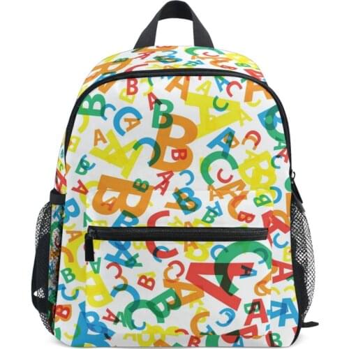 Waterproof School Bag for Teenage boy Girl kids Backpack Multicoloured Abc Letter Background Seamless Bookbags Student Schoolbag