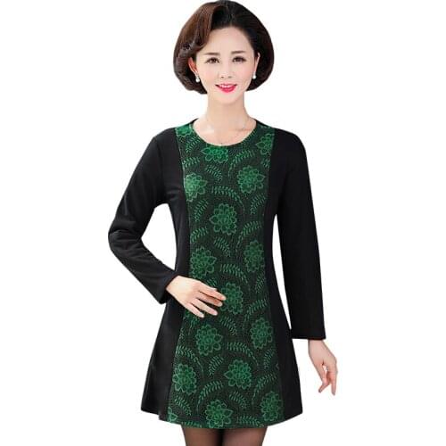 Warm Velvet Lace Dress Women Long Sleeve Fashion 5XL Plus Size 2021 New Autumn Winter Thick Bottom Dresses Mother Clothing