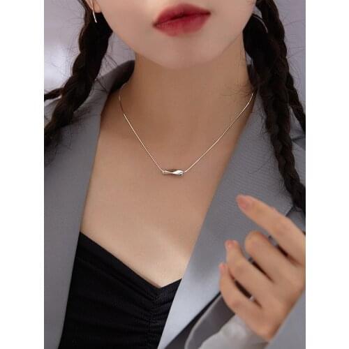 925 Sterling Silver Jewelry with Twisted Ring Pendant Clavicle Chain Snake Bone Chain Simple Gift Necklace for Female Birthday