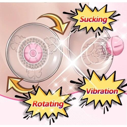 12 Speeds Rotating Breast Stimulation Double Cups Nipple Vibrator Pump Bra Massager Nipple Sucker Vibrating Sex Toys For Women