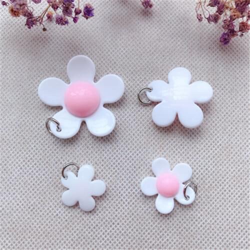 15pcs Multicolor Cabochons daisy Flat Back Resin Flowers For Necklace Keychain Pendant DIY Making Accessories