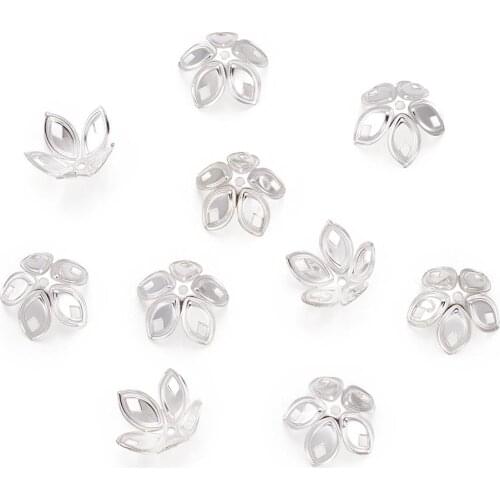 20pcs/10g Iron Bead Caps Silver Color Flower Beads Spacer For Necklace Bracelet Jewelry Making 8mmx8mm hole: 2mm