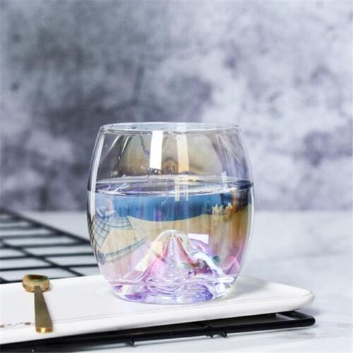 300ml Rainbow Glass Cup Creative Teardrop Lead-free Whiskey Glass Breakfast Milk Tea Coffee Juice Cup Home Office Drinking Glass