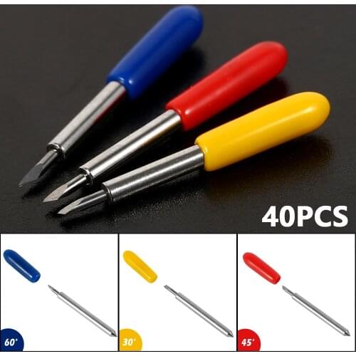 40pcs Cutting Blade Roland Cricut Plotter Cutter Knife Blades Engraving Offset Tool Computer Lettering Machine 30/45/60 Degree