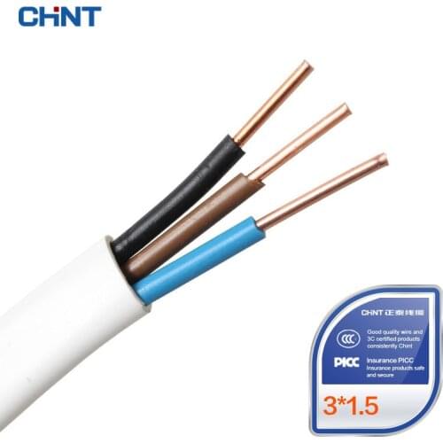 CHNT Wire And Cable Mounted Parallel Flat Copper Wire Three Core Jacket Line BVVB 3 * 1.5 Square 100 Meters