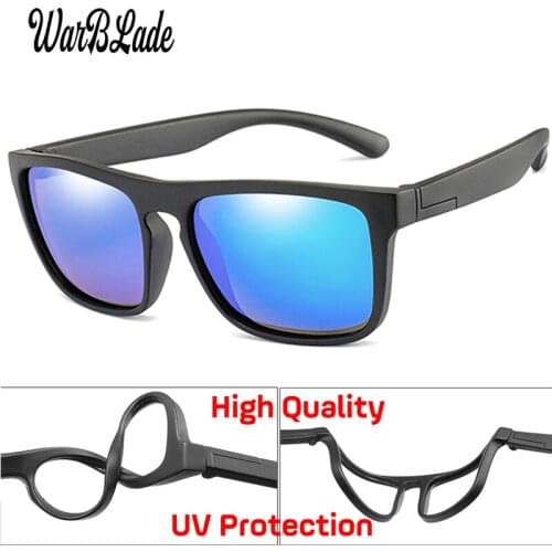 WarBlade 2019 New Kids Silica Soft Sunglasses Polarizing Square Boys Girls Brand Eyeglasses Infant UV400 Breakproof Sunglasses