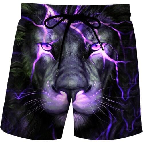 Mens shorts 2021 hot sale summer 3D lion pattern surfing mens casual beach quick-drying sports pants swimming trunks beachwear