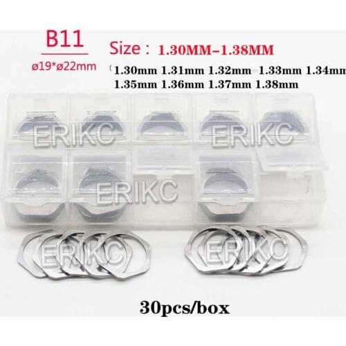 ERIKC B11 1.30MM 1.31mm 1.32mm 1.33mm 1.34mm 1.35mm 1.36mm 1.37mm Injector Calibration Shims Kit 30 PCS /Box For Bosch Injection