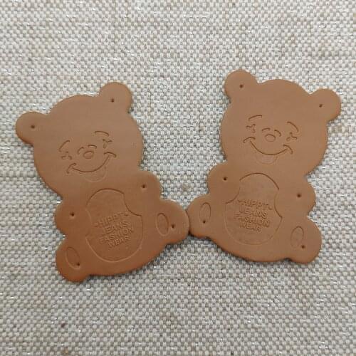 Lovely Bear Leather Handmade Labels For Jeans Patch Hand Made Pu Leather Tag With Little Bear Be For Clothes Sewing Accessories