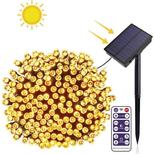 Thrisdar Upgrade Remote Control Solar LED String Light Outdoor Garden Christmas Street Backyard Solar LED Garland String Light