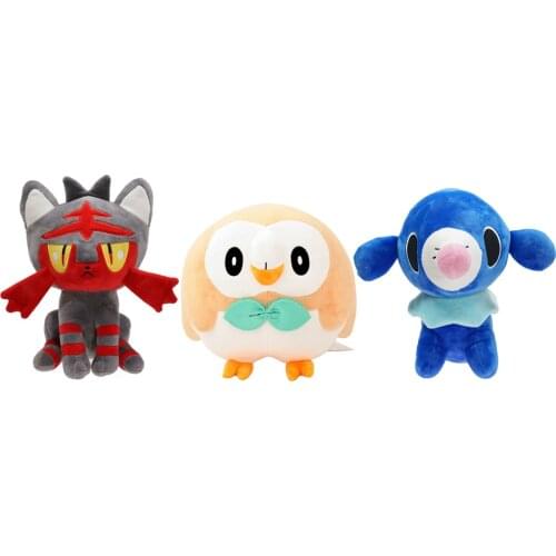 Kawaii Anime Rowlet Litten Popplio Pikachus Plush Toys Pokemons Gift For Baby Stuffed Doll Cat Sea Lion Owl Christmas Gifts