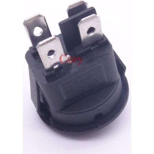 5PCS KCD1 Rocker Switch Round 4Pins 2Positions ON-OFF 20mm Mounting 6A/250V,10A/125V Red Light Black no Light