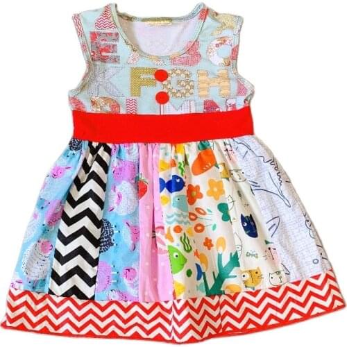 Summer Classics design ruffles letters with pocke Baby Girls Dress kidss birthday present