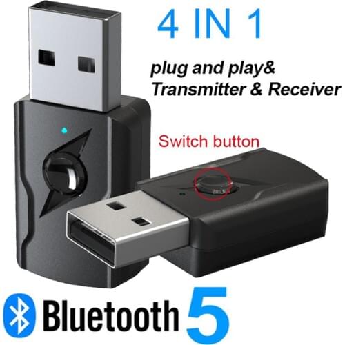 Mini 4-IN-1 Bluetooth 5.0 Audio Receiver Transmitter Bluetooth Dongle 3.5mm AUX USB Stereo Wireless Adapter For TV PC Car Kit