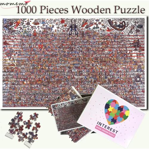 MOMEMO Cartoon Character Collection Puzzle 1000 Pieces Wooden Adult Jigsaw Puzzle Entertainment Puzzle Game Toy for Children