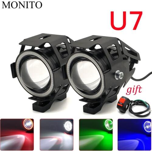 U7 Motorcycle Headlight Angel Eyes Head Lamp LED Waterproof Fog Light For YAMAHA fjr1300 fz1 fz600 trx850 fzr400 fazer xjr400