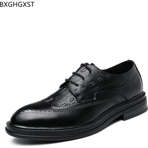 Black Men Dress Shoes Leather Designer Derby Crocodile Shoes Man Brown Elevator Shoes for Men 2021 Chaussure De Homme Zapatos