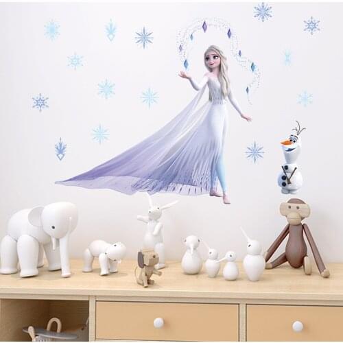 Disney Princess Sofia Frozen Elsa Wall Sticker Girl Kids Room Living Room Bedroom Decor Self-adhesive Removable Decorative Mural