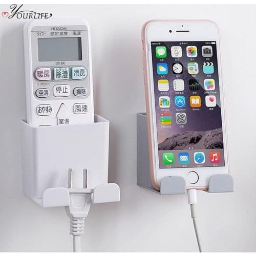 OYOURLIFE Wall Mounted Remote Holder Multi-function Wall Shelf Organizer Mobile Phone Power Plug Storage Rack Room Organizer