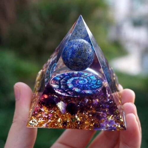 Lapis lazuli Orgonite Energy Pyramid swirl Copper Wire Energy Yoga Generator Orgone Meditation Chakra Stones Resin Jewelry