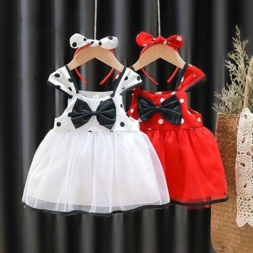 Baby Girls Dress For Party Princess Summer Newborn Infant Clothes Mini Girls Sleeveless Sling Dress Kids Outfit Hair Accessories
