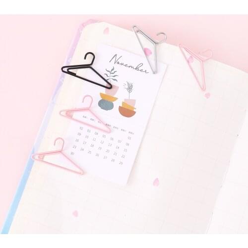 TUTU 20PCS pink black Mini Hanger Shape Paper Clips Funny Kawaii Bookmark Office School Stationery Marking Clip H0549