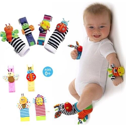 Wrist Strap Rattles Animal Socks Toy New A Pair 2pcs/set Baby Infant Soft Handbells Hand Foot Developmental Toys 0-12Months