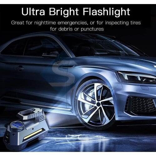 Portable Tire Inflator Air Compressor Car Tire Pump with Digital Pressure Gauge (150 PSI 12V DC) with Emergency LDE Light