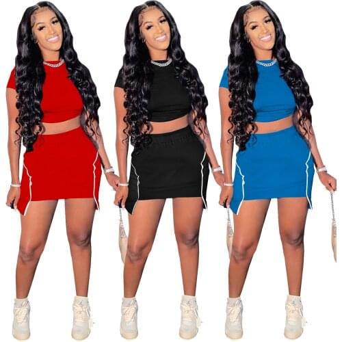 Casual Women Skirt Set Solid Color Short Sleeve Shirt And Mini Dress Streetwear Tracksuit Clothes For Women Outfit