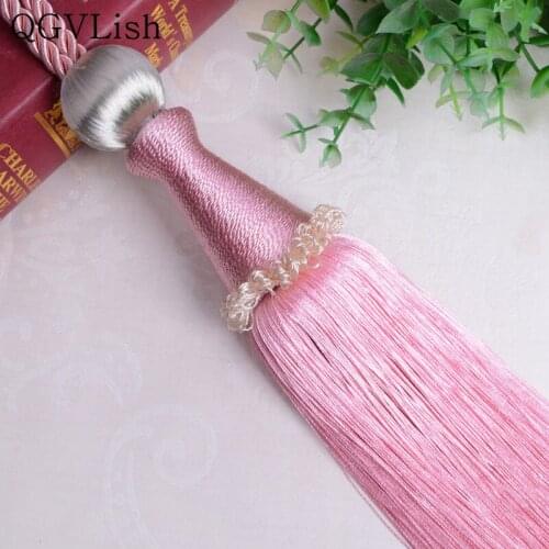 QGVLish 2Pcs/Pair Curtain Tieback Tassels Fringe Hanging Belt Ball Bind Ropes Brush Straps Clasp Curtain Accessories Tiebacks