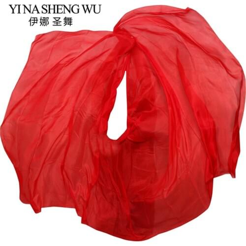 Natural Silk Stage Performance Dance Props Dye Silk Veil Shawls Women Scarf Costumes Belly Dance Veils Red Color 250/270*114 cm