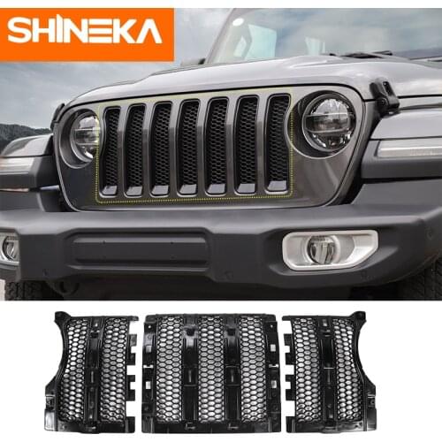 SHINEKA Racing Grills for Jeep Wrangler jl Accessories 2018 Front Grill Grille Mesh Cover Car Exterior Parts for Jeep JL 2018