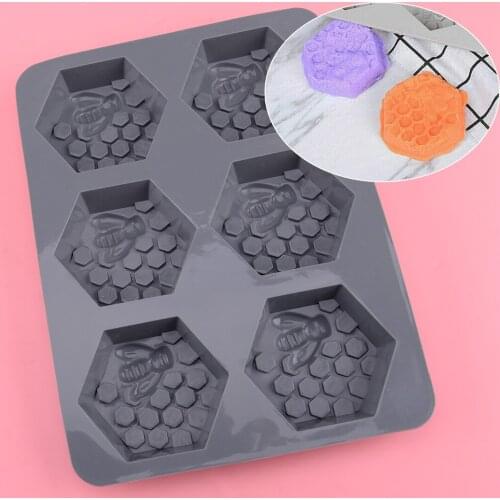 Silicone 6 Cavity Honeycomb Bee Soap Mould Mold Tray For Handmade DIY Crafts Making