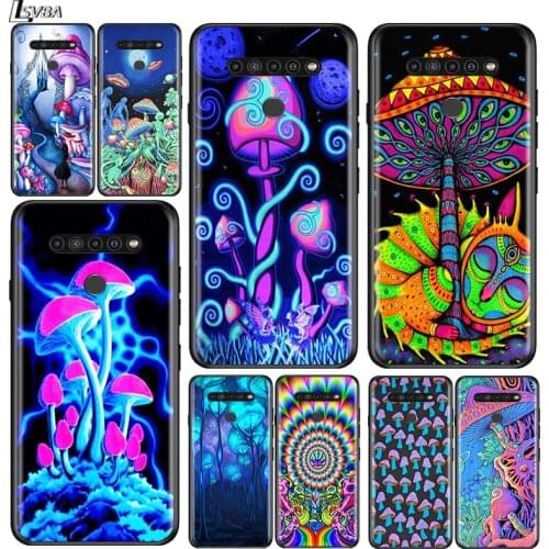 Weird Trippy Mushroom for LG G8 G8S G8X V30 V35 V40 V50 V60 ThinQ Q60 K40 K50 K51 K61 K71 K92 K62 Soft Black Phone Case