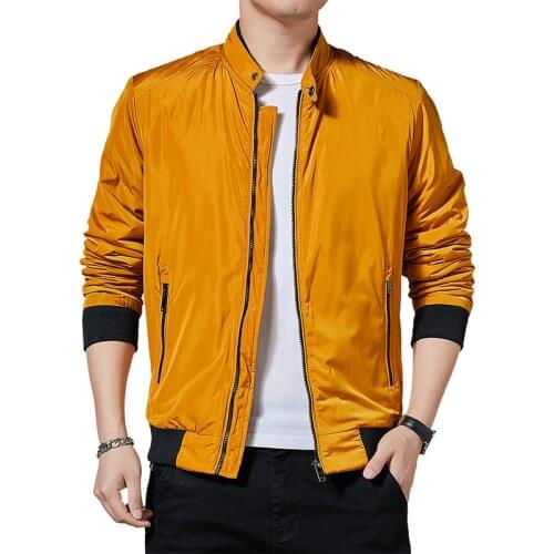 New Spring Autumn Mens Windbreaker Jackets Men Zipper Casual Business Solid Simple Slim Fit Coat Stand Collar Bomber Jacket Men