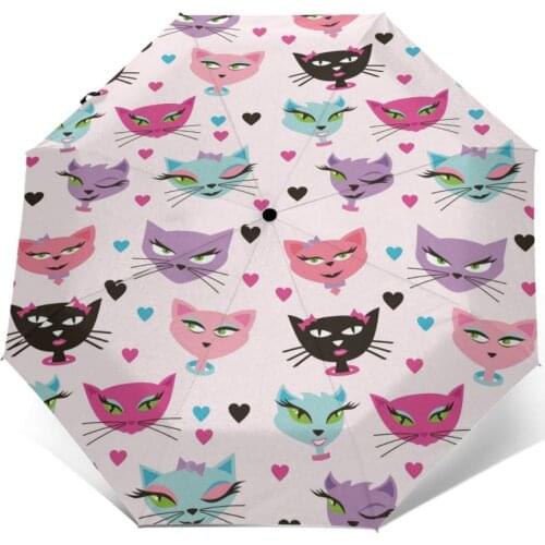 Cute Kitty Sexy Cat Windproof Automatic Folding Inverted Umbrella Portable Paraguas for Man Woman